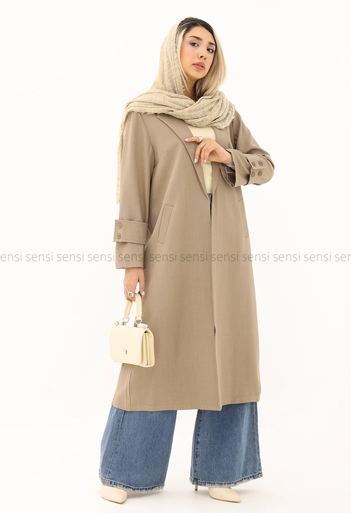 مانتو پشت دکمه آستین بلند کد1005381